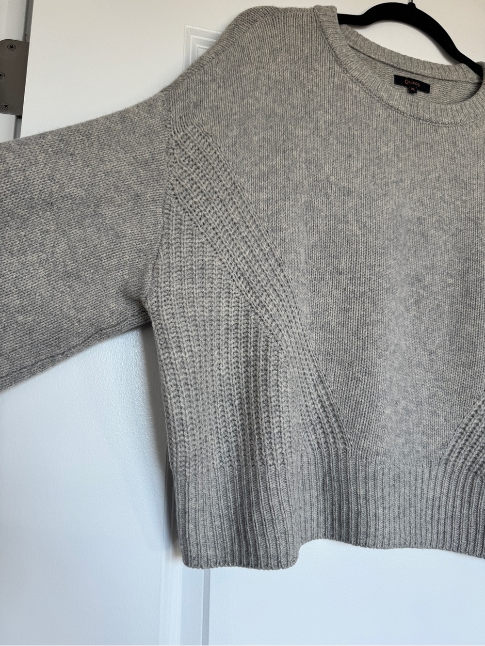 EUC QUINCE 100% Yak Wool Pointelle Detail Relaxed Crew Warm Heather Grey Size XL - Picture 4 of 15